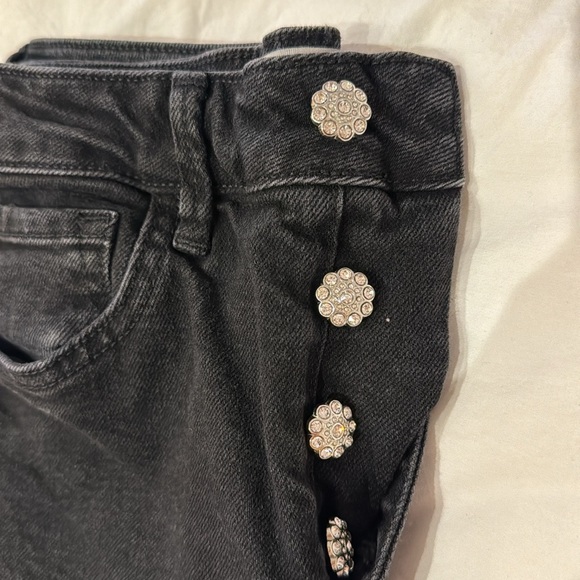Ba&sh black cigarette jeans w silver bijoux button fly like new - Picture 3 of 3